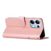 For Xiaomi Redmi Note 13 4G Global Stitching Calf Texture Buckle Leather Phone Case(Rose Gold)