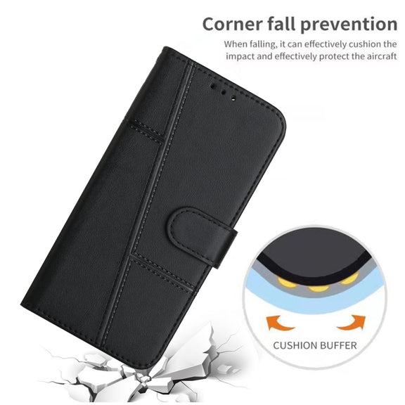 For Xiaomi Redmi A3 Stitching Calf Texture Buckle Leather Phone Case(Black)