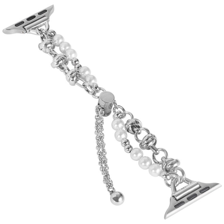 For Apple Watch 2 42mm Pearl Bracelet Metal Watch Band(Silver)