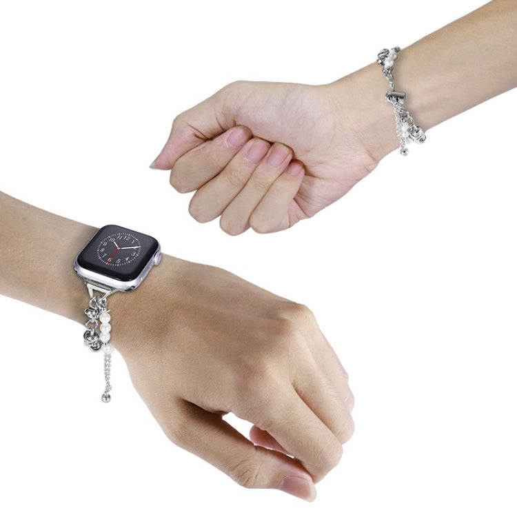 For Apple Watch 2 42mm Pearl Bracelet Metal Watch Band(Silver)