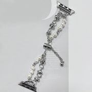 For Apple Watch 2 42mm Pearl Bracelet Metal Watch Band(Silver)