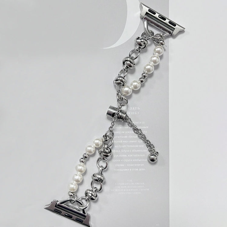For Apple Watch 2 42mm Pearl Bracelet Metal Watch Band(Silver)