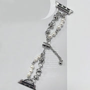For Apple Watch SE 2023 40mm Pearl Bracelet Metal Watch Band(Silver)