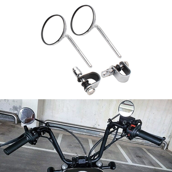 SF-127 Motorcycle Small Round Rearview Mirror Reversing Mirror(Silver Plating)