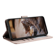 For iPhone 16e Cat Embossing Pattern Leather Phone Case with Lanyard(Grey)
