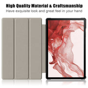 For Samsung Galaxy Tab S9+ Custer Pure Color 3-Fold Holder Smart Leather Tablet Case(Black)