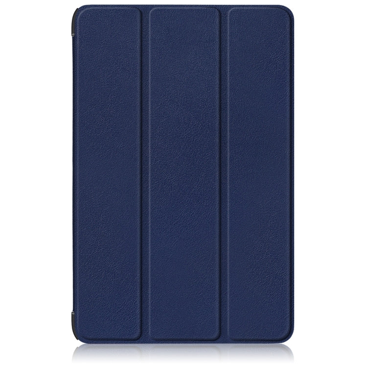 For Samsung Galaxy Tab S9+ Custer Pure Color 3-Fold Holder Smart Leather Tablet Case(Dark Blue)