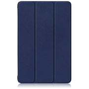 For Samsung Galaxy Tab S9+ Custer Pure Color 3-Fold Holder Smart Leather Tablet Case(Dark Blue)