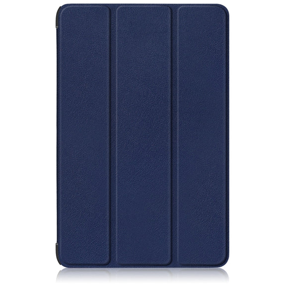 For Samsung Galaxy Tab S9+ Custer Pure Color 3-Fold Holder Smart Leather Tablet Case(Dark Blue)