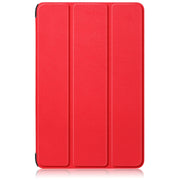 For Samsung Galaxy Tab S9+ Custer Pure Color 3-Fold Holder Smart Leather Tablet Case(Red)