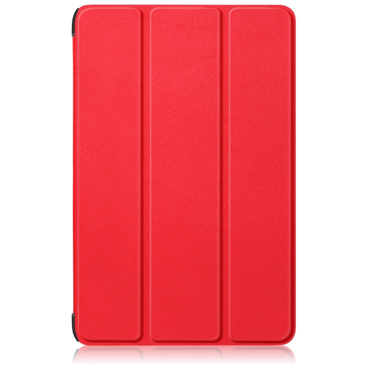 For Samsung Galaxy Tab S9+ Custer Pure Color 3-Fold Holder Smart Leather Tablet Case(Red)