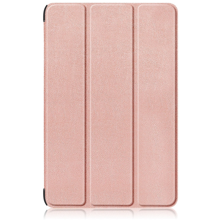 For Samsung Galaxy Tab S9+ Custer Pure Color 3-Fold Holder Smart Leather Tablet Case(Rose Gold)