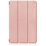 For Samsung Galaxy Tab S9+ Custer Pure Color 3-Fold Holder Smart Leather Tablet Case(Rose Gold)