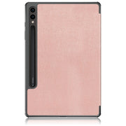 For Samsung Galaxy Tab S9+ Custer Pure Color 3-Fold Holder Smart Leather Tablet Case(Rose Gold)