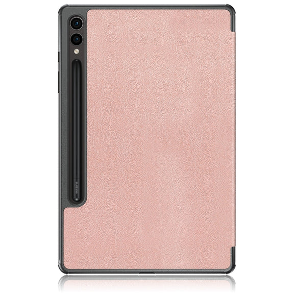 For Samsung Galaxy Tab S9+ Custer Pure Color 3-Fold Holder Smart Leather Tablet Case(Rose Gold)