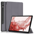 For Samsung Galaxy Tab S9+ Custer Pure Color 3-Fold Holder Smart Leather Tablet Case(Grey) - Galaxy Tab S9+ Cases by PMC TechLife | Online Shopping South Africa | PMC TechLife