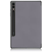 For Samsung Galaxy Tab S9+ Custer Pure Color 3-Fold Holder Smart Leather Tablet Case(Grey)