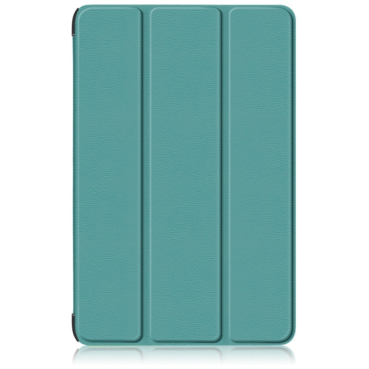 For Samsung Galaxy Tab S9+ Custer Pure Color 3-Fold Holder Smart Leather Tablet Case(Dark Green)