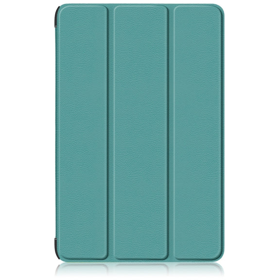For Samsung Galaxy Tab S9+ Custer Pure Color 3-Fold Holder Smart Leather Tablet Case(Dark Green)