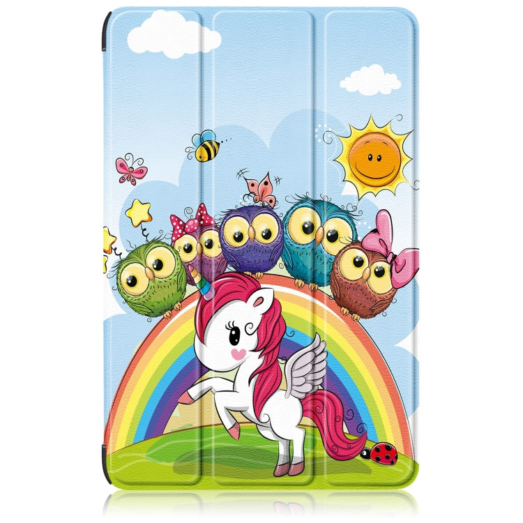 For Samsung Galaxy Tab S9+ Custer Painted 3-Fold Holder Smart Leather Tablet Case(Little White Horse)