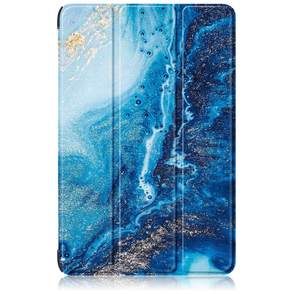 For Samsung Galaxy Tab S9+ Custer Painted 3-Fold Holder Smart Leather Tablet Case(Waves)