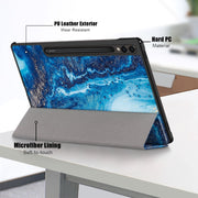 For Samsung Galaxy Tab S9+ Custer Painted 3-Fold Holder Smart Leather Tablet Case(Waves)