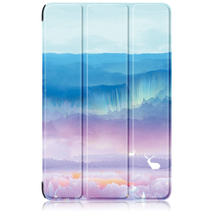 For Samsung Galaxy Tab S9+ Custer Painted 3-Fold Holder Smart Leather Tablet Case(Dream Deer)