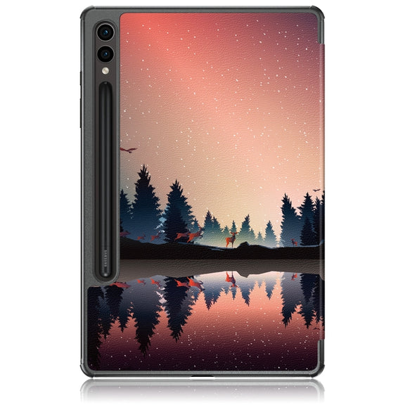 For Samsung Galaxy Tab S9+ Custer Painted 3-Fold Holder Smart Leather Tablet Case(Twilight)
