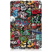 For Samsung Galaxy Tab S9+ Custer Painted 3-Fold Holder Smart Leather Tablet Case(Graffiti)