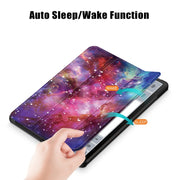For Samsung Galaxy Tab S9+ Custer Painted 3-Fold Holder Smart Leather Tablet Case(Milky Way)