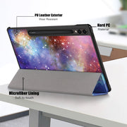 For Samsung Galaxy Tab S9+ Custer Painted 3-Fold Holder Smart Leather Tablet Case(Milky Way)