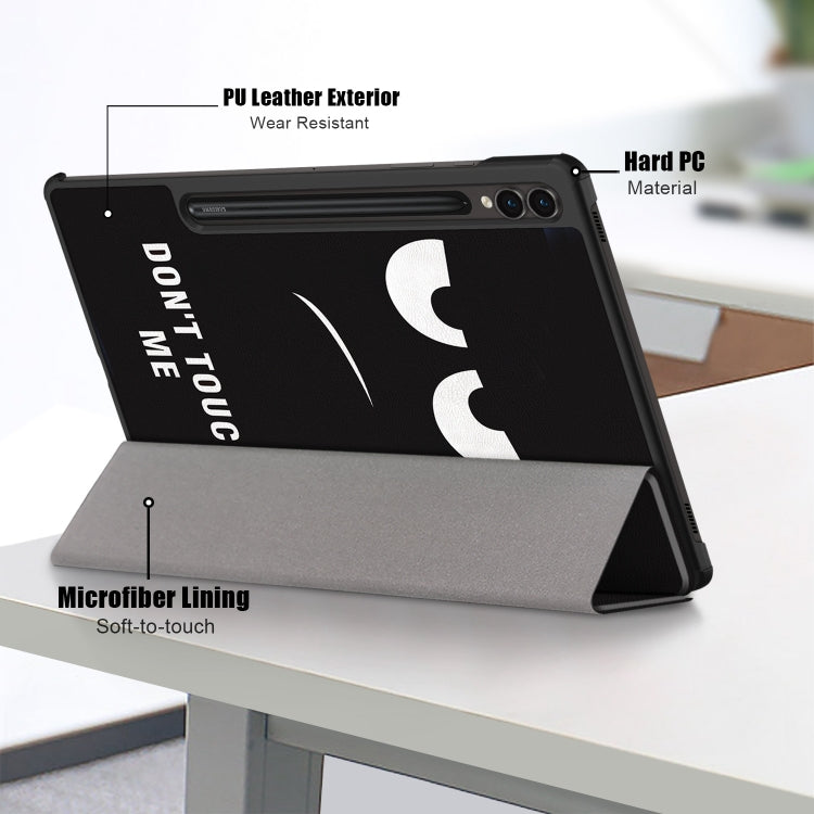 For Samsung Galaxy Tab S9+ Custer Painted 3-Fold Holder Smart Leather Tablet Case(Big Eye Me)