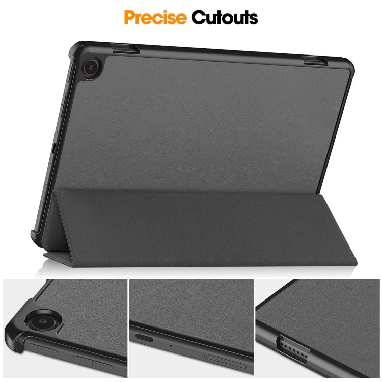 For  Amazon Fire Max 11 Custer Pure Color 3-Fold Holder Smart Leather Tablet Case(Grey)