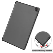 For  Amazon Fire Max 11 Custer Pure Color 3-Fold Holder Smart Leather Tablet Case(Grey)
