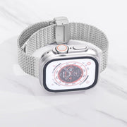 For Apple Watch SE 2023 40mm Magnetic Buckle Herringbone Mesh Metal Watch Band(Silver)
