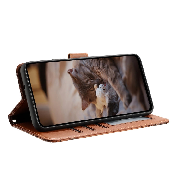 For Xiaomi Redmi Note 12 4G Global Cat Embossing Pattern Leather Phone Case with Lanyard(Brown)