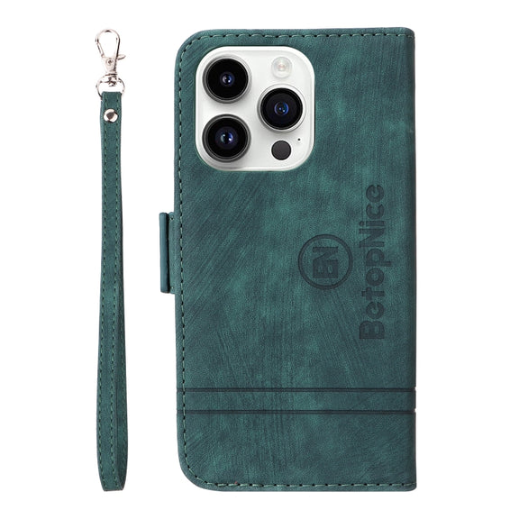 For iPhone 15 Pro Max BETOPNICE Dual-side Buckle Leather Phone Case(Green)