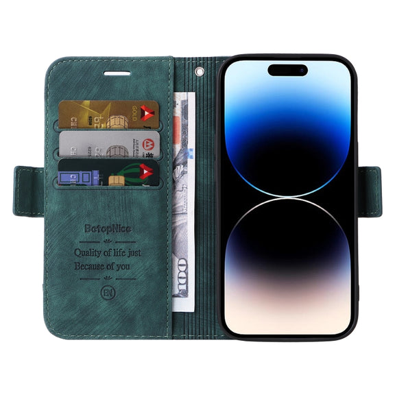 For iPhone 15 Pro Max BETOPNICE Dual-side Buckle Leather Phone Case(Green)