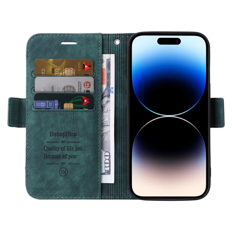 For iPhone 15 Pro Max BETOPNICE Dual-side Buckle Leather Phone Case(Green)