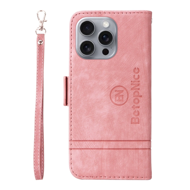 For iPhone 16 Pro Max BETOPNICE Dual-side Buckle Leather Phone Case(Pink)