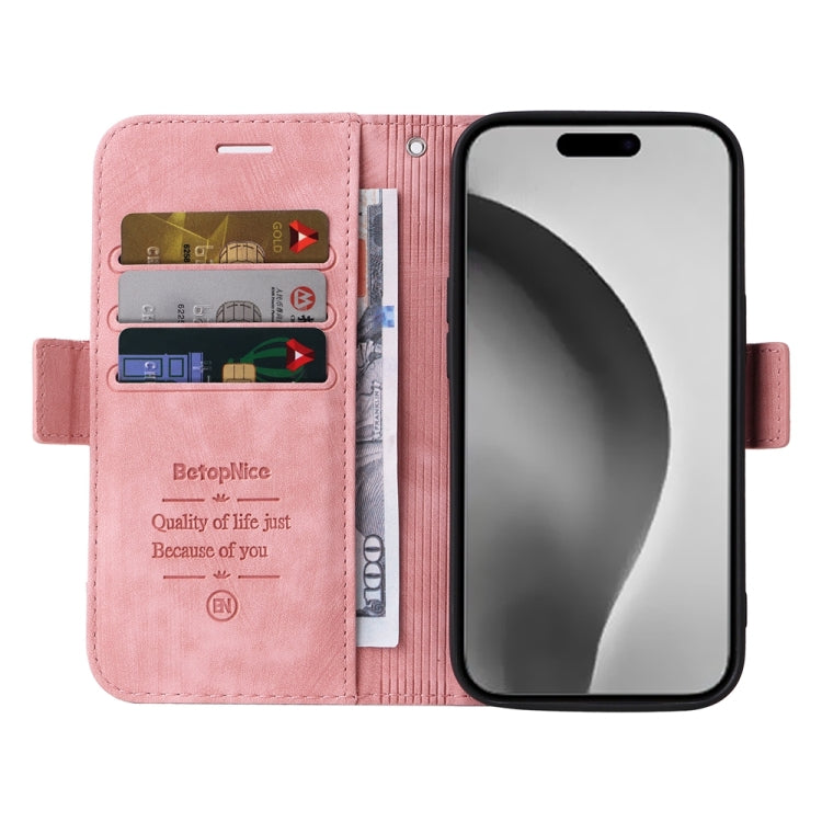 For iPhone 16 Pro Max BETOPNICE Dual-side Buckle Leather Phone Case(Pink)