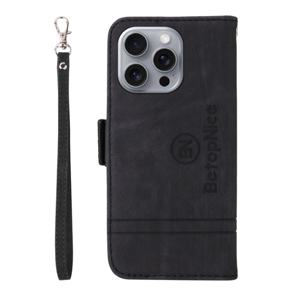 For iPhone 16 Pro Max BETOPNICE Dual-side Buckle Leather Phone Case(Black)