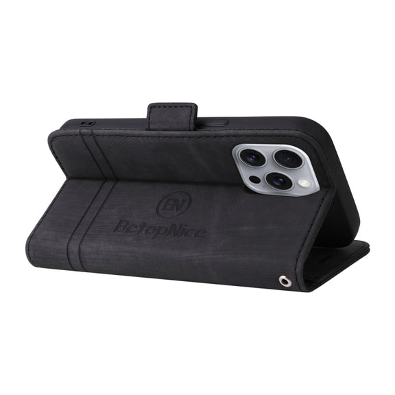 For iPhone 16 Pro Max BETOPNICE Dual-side Buckle Leather Phone Case(Black)