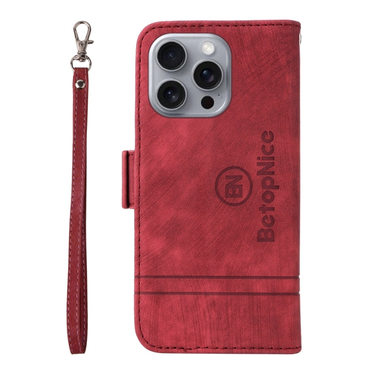For iPhone 16 Pro Max BETOPNICE Dual-side Buckle Leather Phone Case(Red)