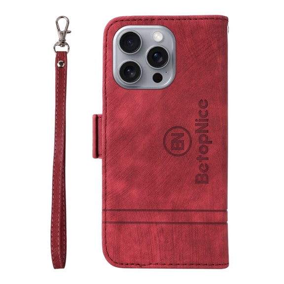For iPhone 16 Pro Max BETOPNICE Dual-side Buckle Leather Phone Case(Red)