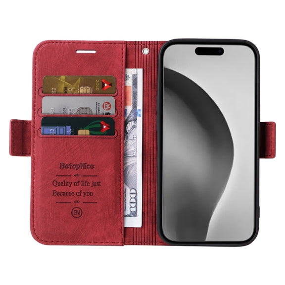 For iPhone 16 Pro Max BETOPNICE Dual-side Buckle Leather Phone Case(Red)
