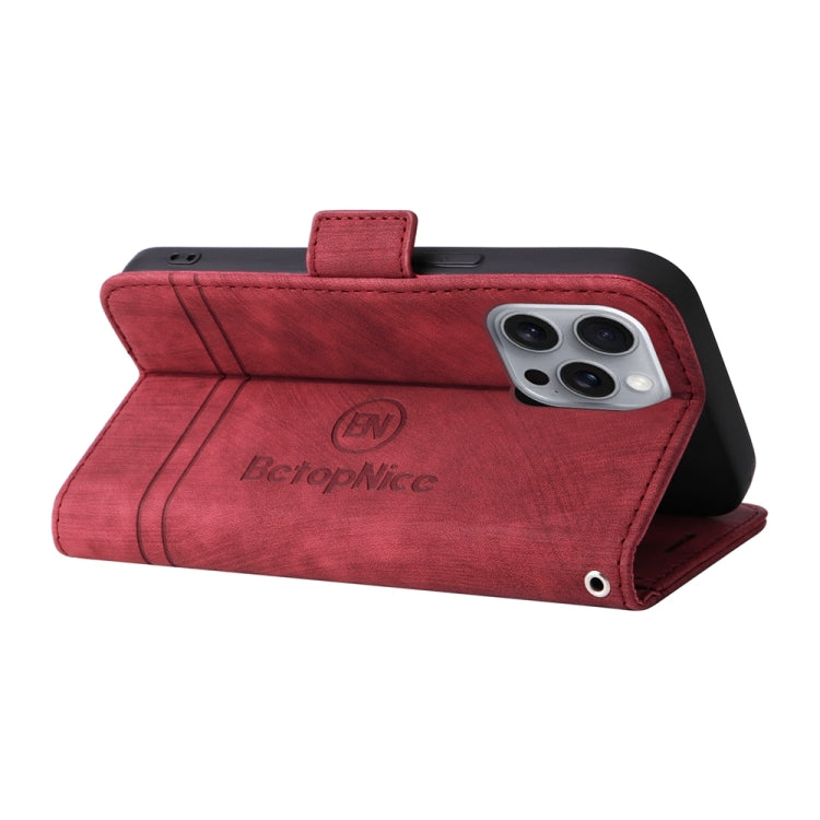 For iPhone 16 Pro Max BETOPNICE Dual-side Buckle Leather Phone Case(Red)