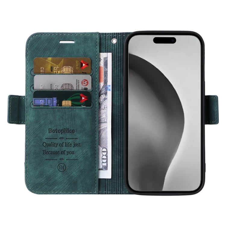 For iPhone 16 Pro Max BETOPNICE Dual-side Buckle Leather Phone Case(Green)