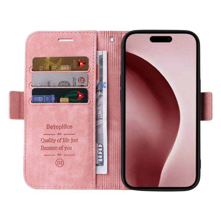 For iPhone 16 Pro BETOPNICE Dual-side Buckle Leather Phone Case(Pink)