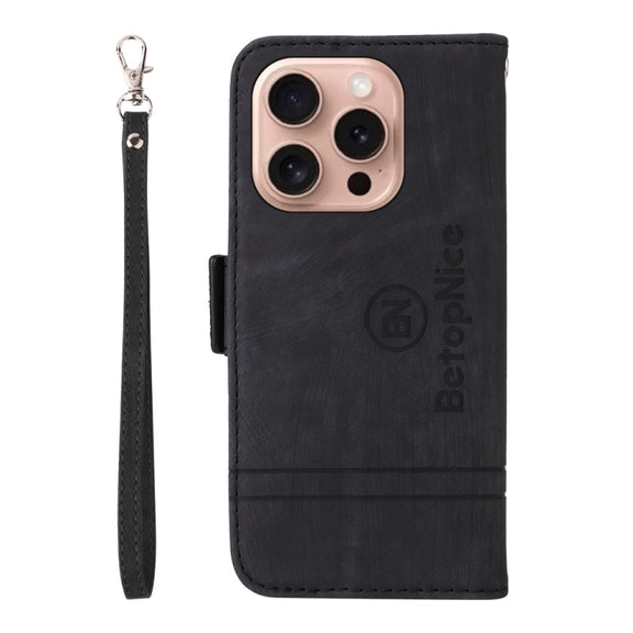 For iPhone 16 Pro BETOPNICE Dual-side Buckle Leather Phone Case(Black)